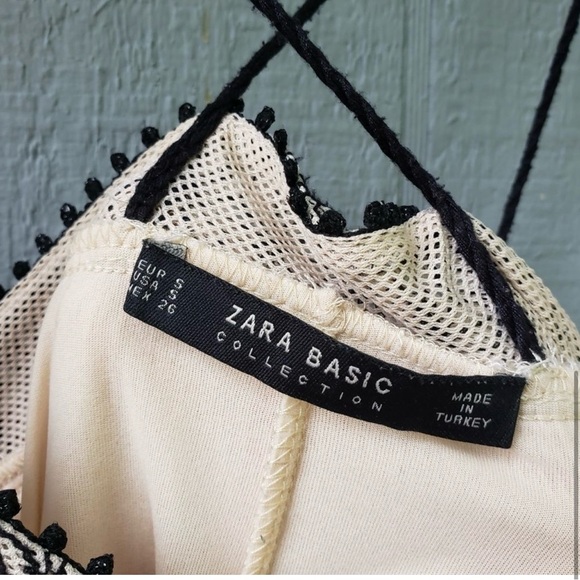 Zara Cross Back Mini Dress Embroidered Tassel Sm - Picture 3 of 5